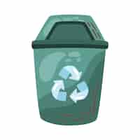 Vector gratuito símbolo de reciclaje en el recipiente verde