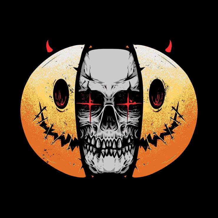 Vector gratuito símbolo sonriente con diseño de camiseta de calavera