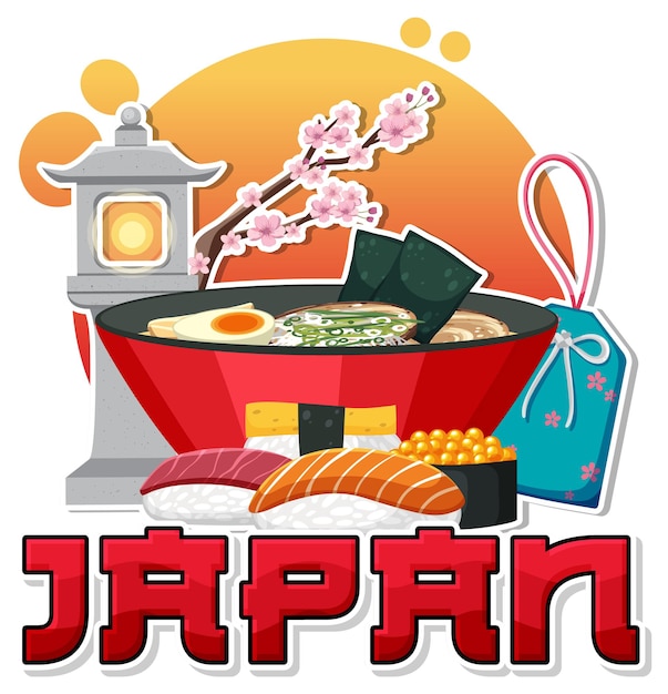 Símbolo de tradición de nación de elemento de comida japonesa