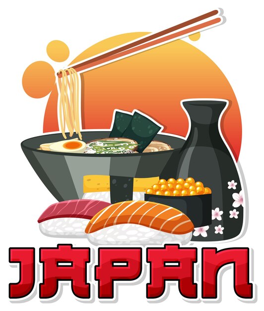 Símbolo de tradición de nación de elemento de comida japonesa