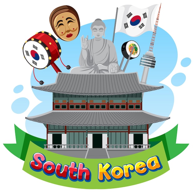 Vector gratuito símbolo de tradición de nación de elemento coreano
