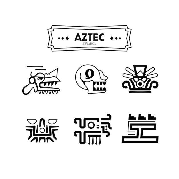 Vector gratuito símbolos aztecas de diseño plano