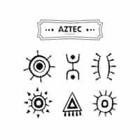 Vector gratuito símbolos aztecas de diseño plano