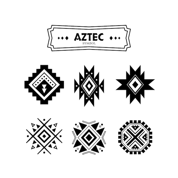 Vector gratuito símbolos aztecas de diseño plano