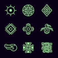 Vector gratuito símbolos aztecas de diseño plano