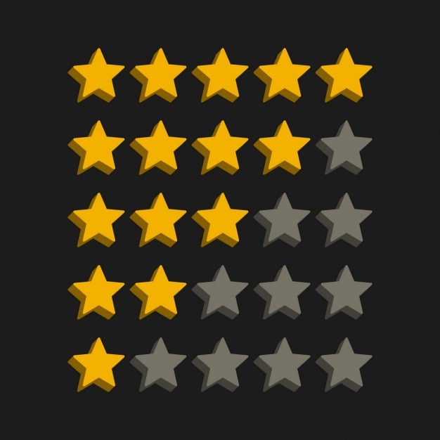 Símbolos de clasificación por estrellas estilo 3d