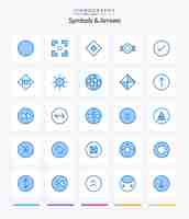 Vector gratuito símbolos creativos flechas 25 paquete de iconos azules, como valla, símbolos correctos, flecha de verificación