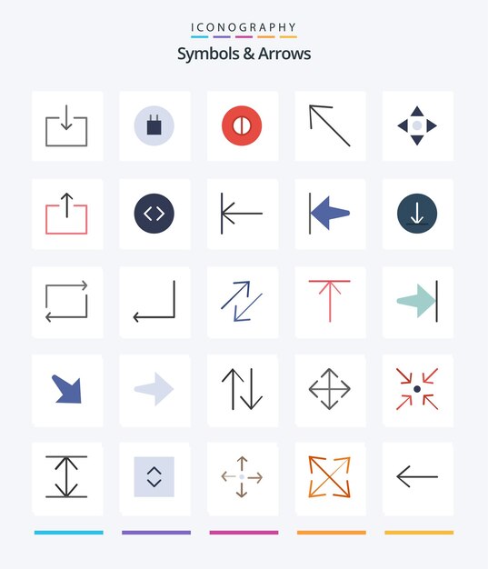 Símbolos creativos Flechas 25 Paquete de iconos planos como agrandar flechas hacia arriba enviar flecha