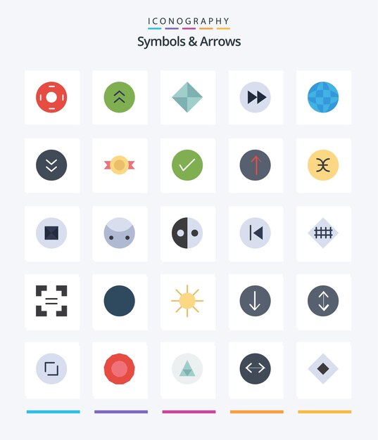 Símbolos creativos Flechas 25 Paquete de iconos planos como flechas de globo flechas de seguridad derecha flecha