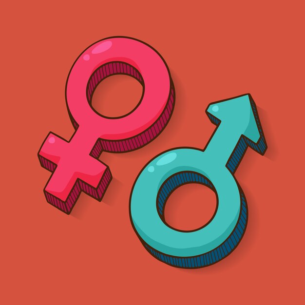 Símbolos femeninos masculinos dibujados a mano