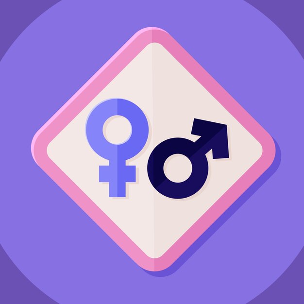 Símbolos femeninos masculinos de diseño plano