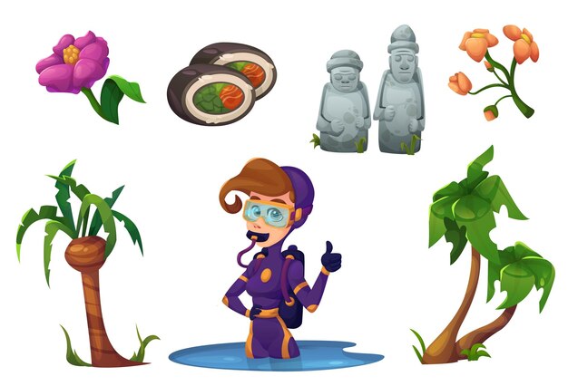 Símbolos de la isla de Jeju aislados en blanco