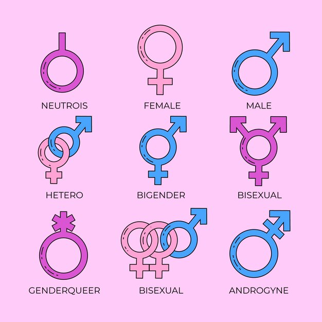Símbolos lgbt dibujados a mano del mes del orgullo