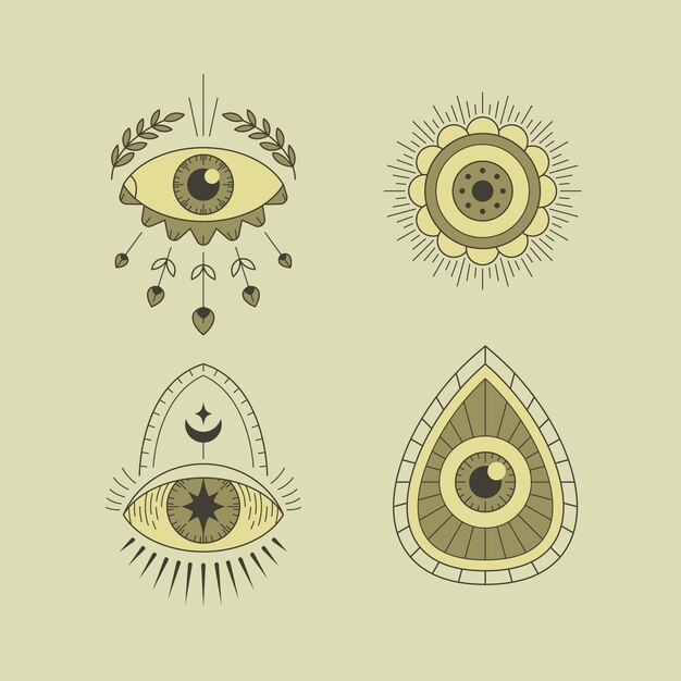 Símbolos del mal de ojo dibujados a mano