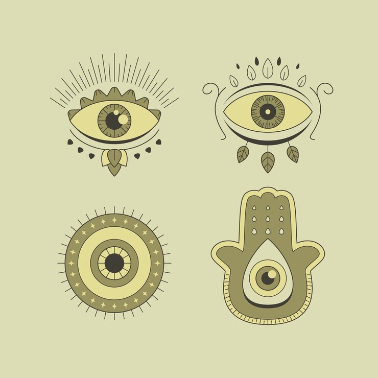 Vector gratuito símbolos del mal de ojo dibujados a mano