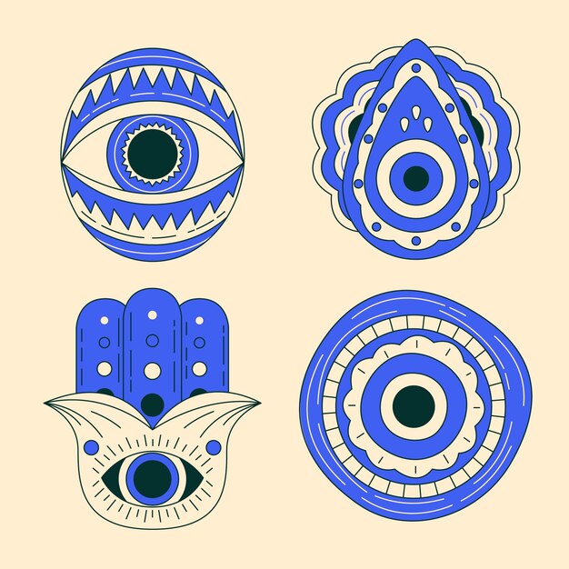 Símbolos del mal de ojo dibujados a mano