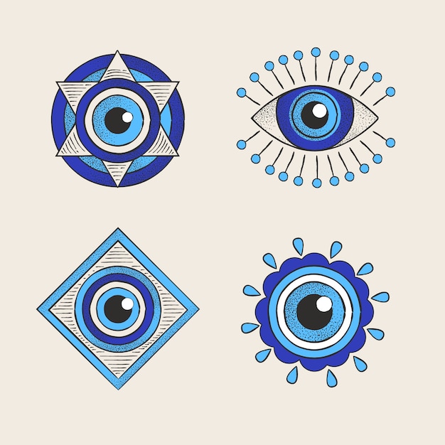 Símbolos del mal de ojo dibujados a mano