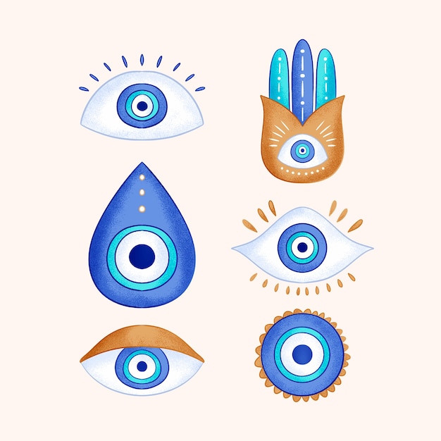 Símbolos del mal de ojo dibujados a mano