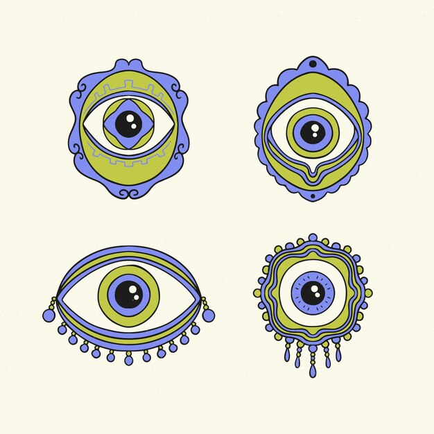 Símbolos del mal de ojo dibujados a mano