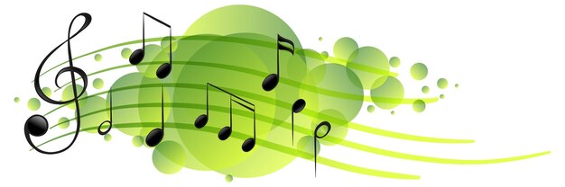 Símbolos de melodía musical en mancha verde