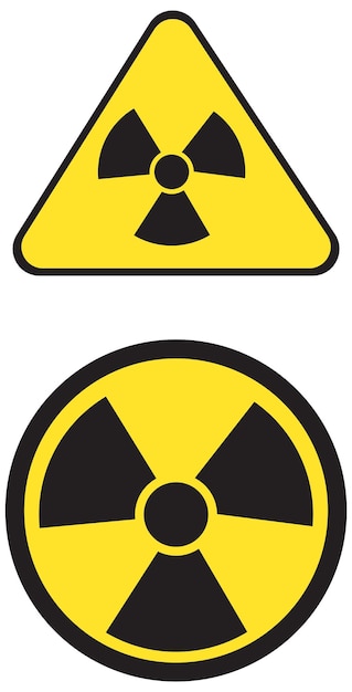 Símbolos nucleares sobre fondo blanco.