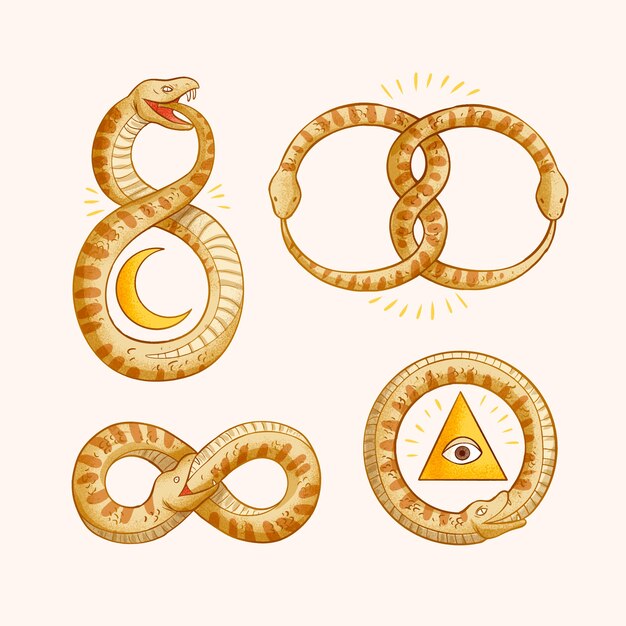 Símbolos de ouroboros dibujados a mano
