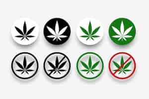 Vector gratuito símbolos prohibidos de marihuana con hoja