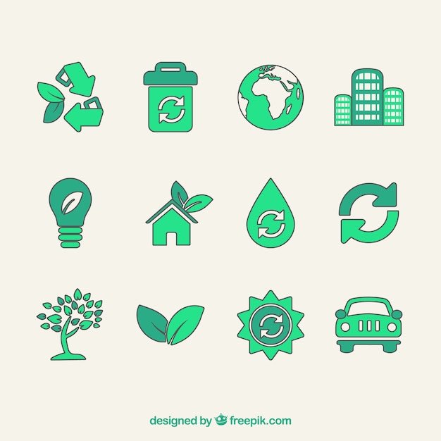 Símbolos de reciclaje vector iconos