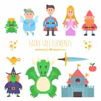 Vector gratuito simpática colección de personajes fantásticos