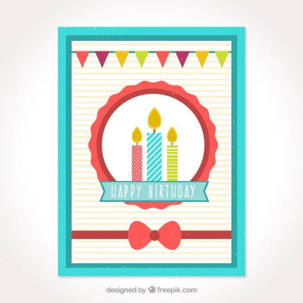 Vector gratuito simpatica tarjeta de cumpleaños con velas