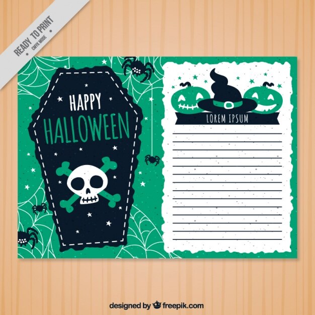 Vector gratuito simpática tarjeta de felicitación de halloween con una tumba