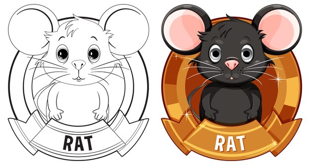 Las simpáticas ratas de dibujos animados con insignias coloridas