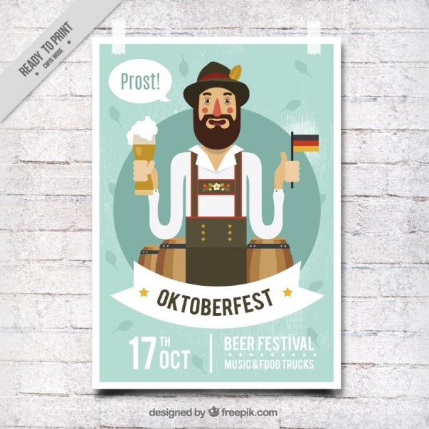 Simpático cartel de festival oktoberfest en estilo vintage