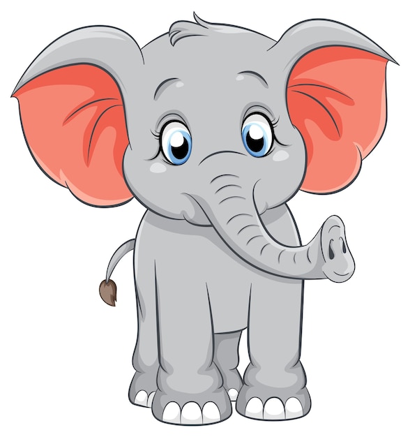 El simpático dibujo animado del elefante aislado