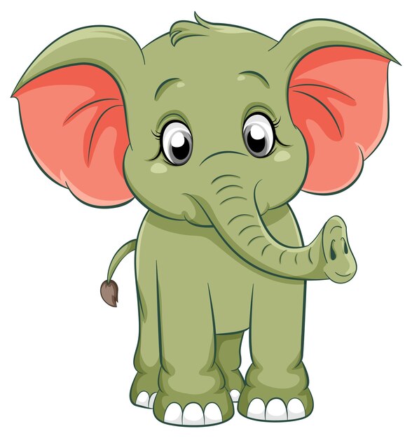 El simpático dibujo animado del elefante aislado