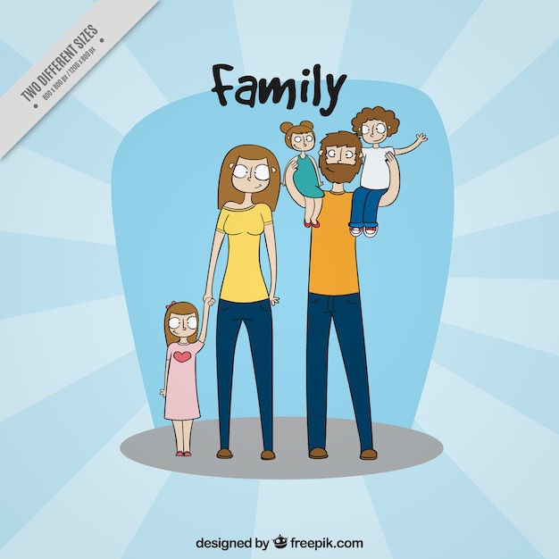 Vector gratuito simpático fondo de familia unida dibujada a mano