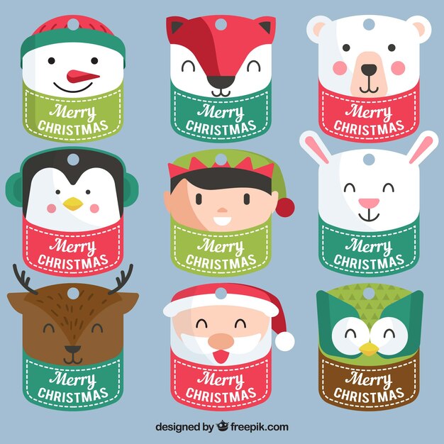 Simpático pack de pegatinas de personajes navideños