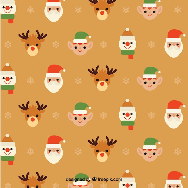 Vector gratuito simpático patrón de personajes de navidad