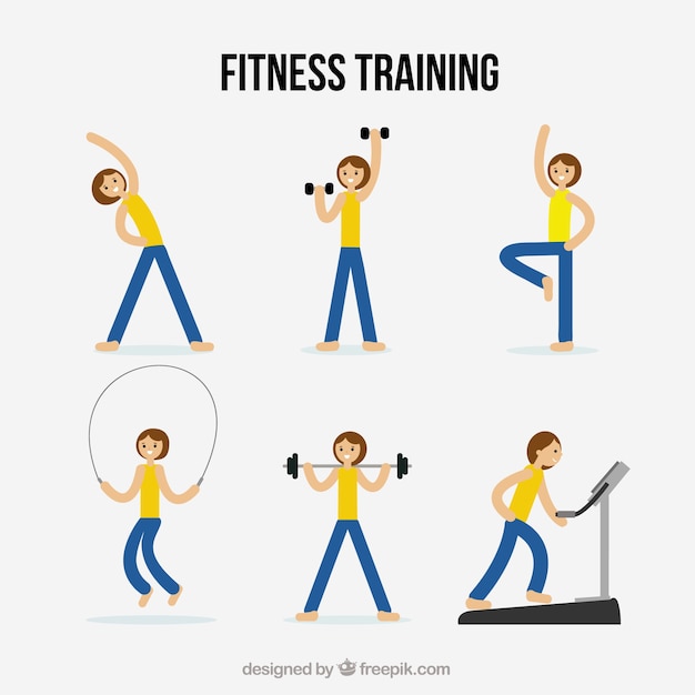 Simpático personaje haciendo deporte 