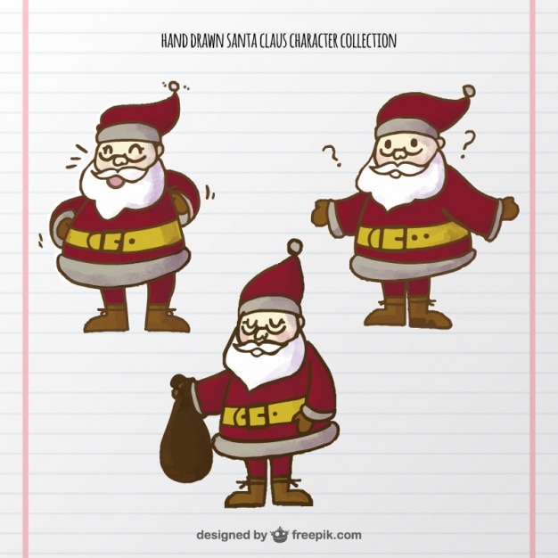 Vector gratuito simpático personaje de santa claus de acuarela dibujado a mano