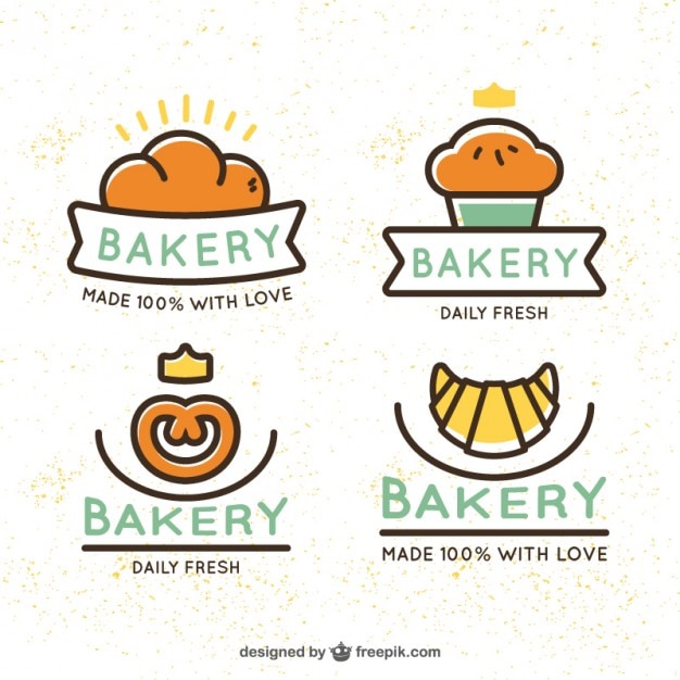 Vector gratuito simpáticos logotipos de panadería