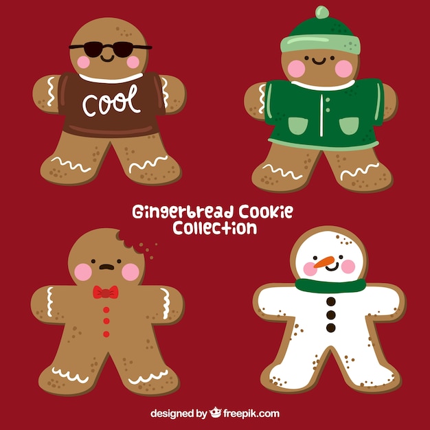 Vector gratuito simpáticos personajes navideños de galletas de jengibre