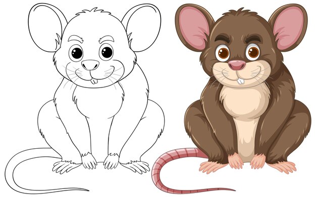 Los simpáticos ratones de dibujos animados uno al lado del otro