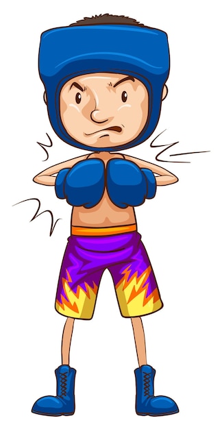 Un simple boceto coloreado de un hombre boxeando.