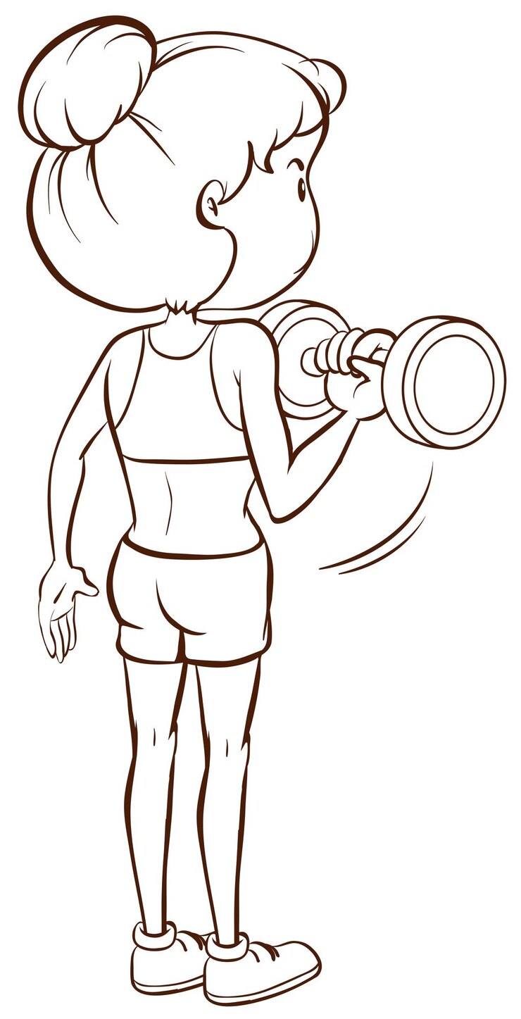 Vector gratuito un simple boceto de una dama entrenando.