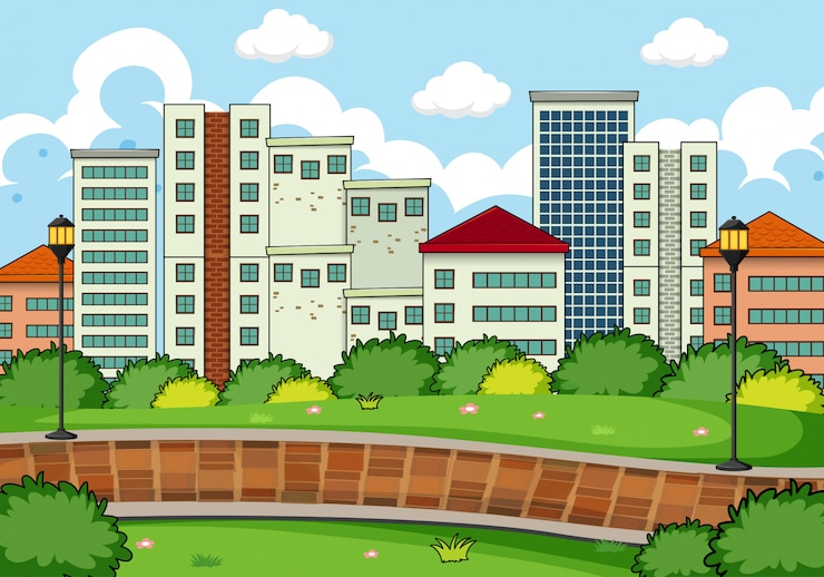 Vector gratuito un simple paisaje de parque.