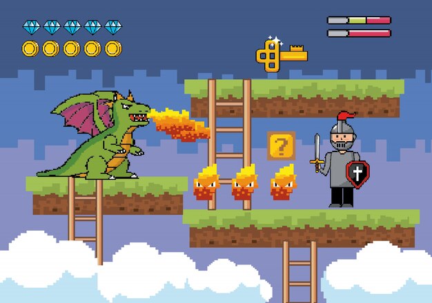 Sir chico con carácter de fuego y dragón con llave.