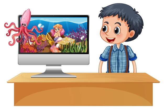 Sirena en la pantalla de la computadora