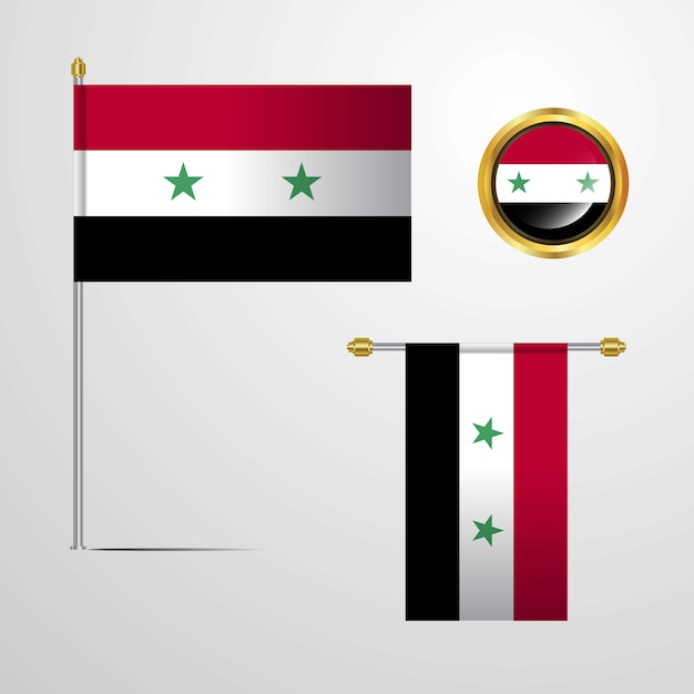 Siria agitando diseño de la bandera con el vector de la insignia