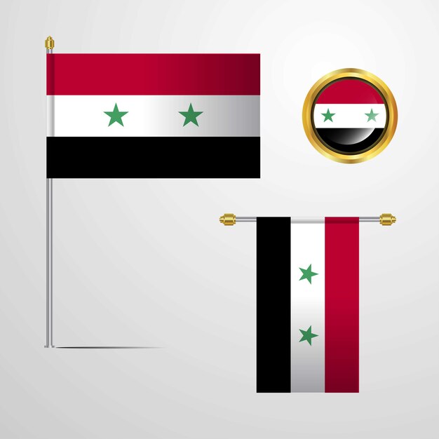 Siria agitando diseño de la bandera con el vector de la insignia